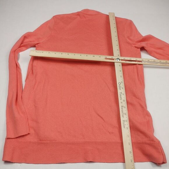 LOFT Womens Draped Open Front Cardigan Coral Orange Long Sleeve Knit Sweater XS - Picture 7 of 10